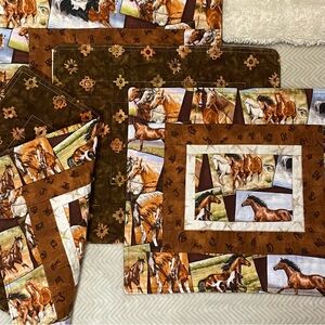 4 Placemats - Horse Theme, Double Sided